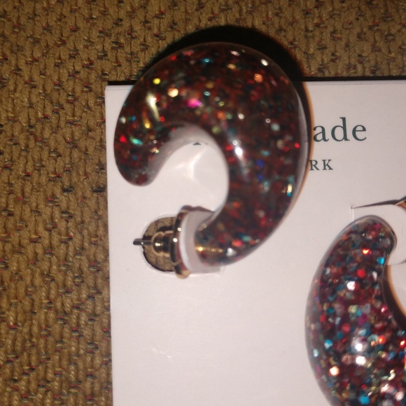 New! Kate Spade Glitter Hoop Earrings - Picture 2 of 4